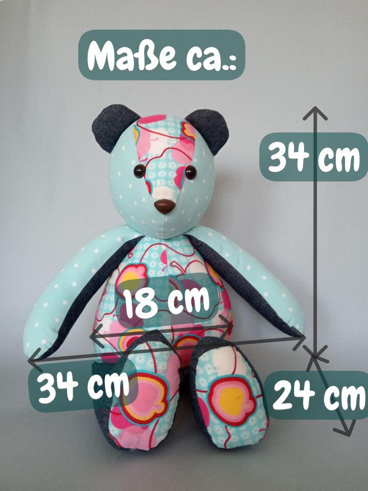 Maße von SEWNBUDDY Memory Bear / Erinnerungsbär Die Maße von SEWNBUDDY Memory Bear / Erinnerungsbär